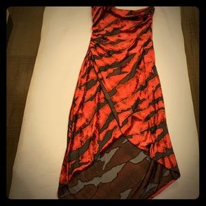 Strapless red and black dress